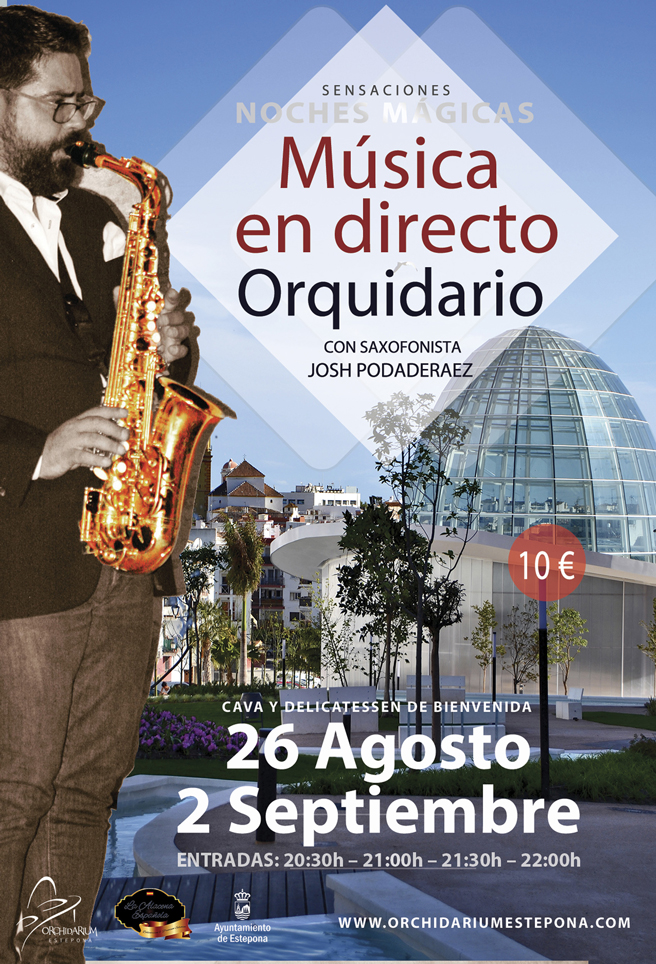 El Orquidario organiza noches mágicas con la actuación del saxofonista  Josh Podaderaez